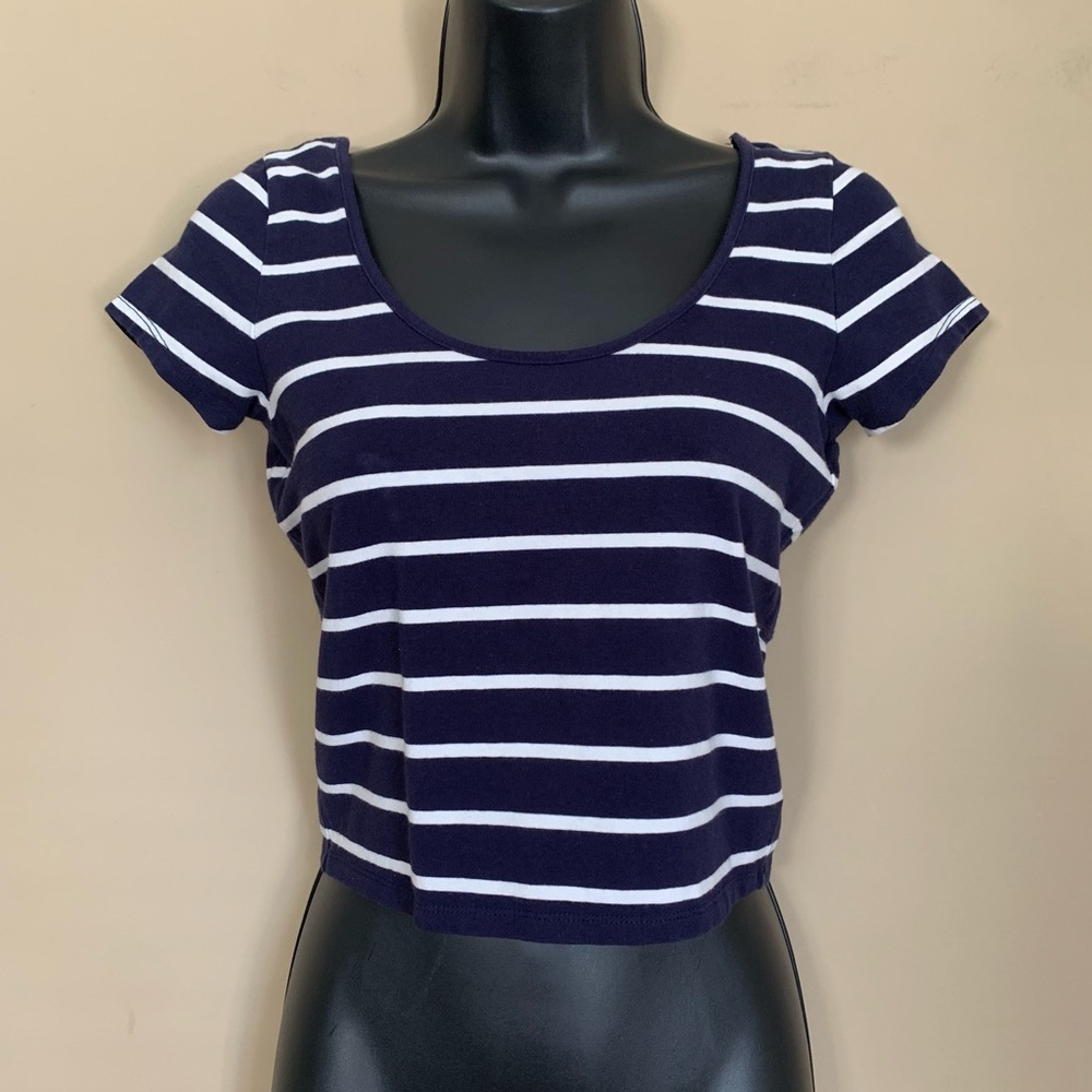 3/$15 SALE!  Navy Blue White Stripe Baby Tee